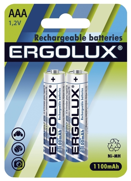 Ni-Mh 1100 мА·ч Ergolux Rechargeable batteries AAA 1100 - типоразмер: AAA