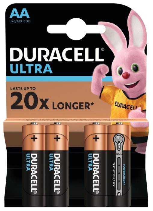 Duracell Ultra Power AA/LR6 - рабочее напряжение: 1.5 В