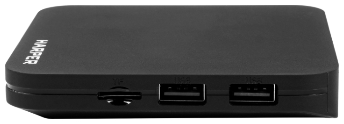 HARPER ABX-210 - разъемы: HDMI 2.0, Ethernet 10/100, выход аудио стерео, выход аудио коаксиальный, выход видео композитный, выход HDMI, USB 2.0 Type A x 2