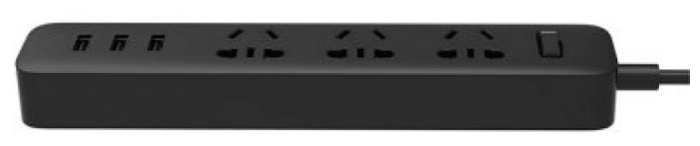 Xiaomi Mi Power Strip 3 (XMCXB01QM) черный, 3 розетки, 1.8 м, 10А / 2500 Вт - выключатель на корпусе