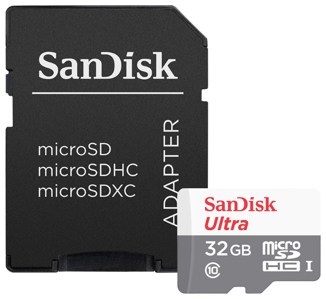 SanDisk Ultra microSDHC Class 10 UHSI 80MB/s + SD adapter - тип карты памяти: microSD (TransFlash), microSDHC, microSDXC