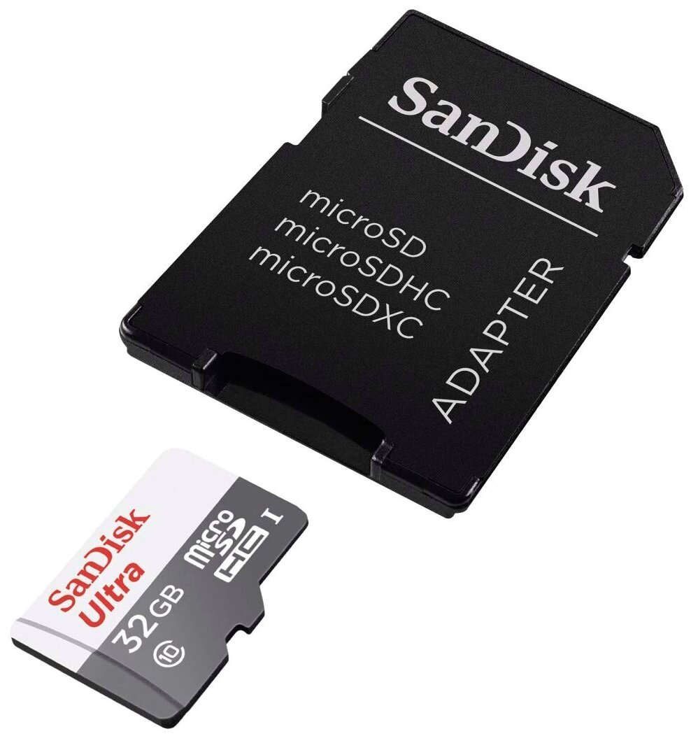 SanDisk Ultra microSDHC Class 10 UHSI 80MB/s + SD adapter - скорость чтения данных: 80 МБ/с