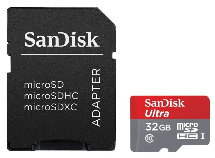 SanDisk Ultra microSDHC Class 10 UHSI 80MB/s + SD adapter - класс скорости: Class 10