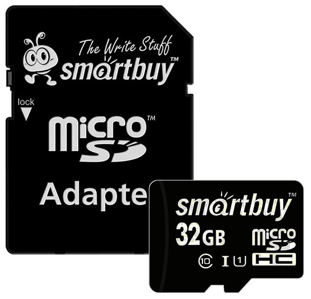 SmartBuy microSDHC Class 10 UHSI U1 + SD adapter - тип карты памяти: microSDHC, microSDXC, Secure Digital, Secure Digital HC