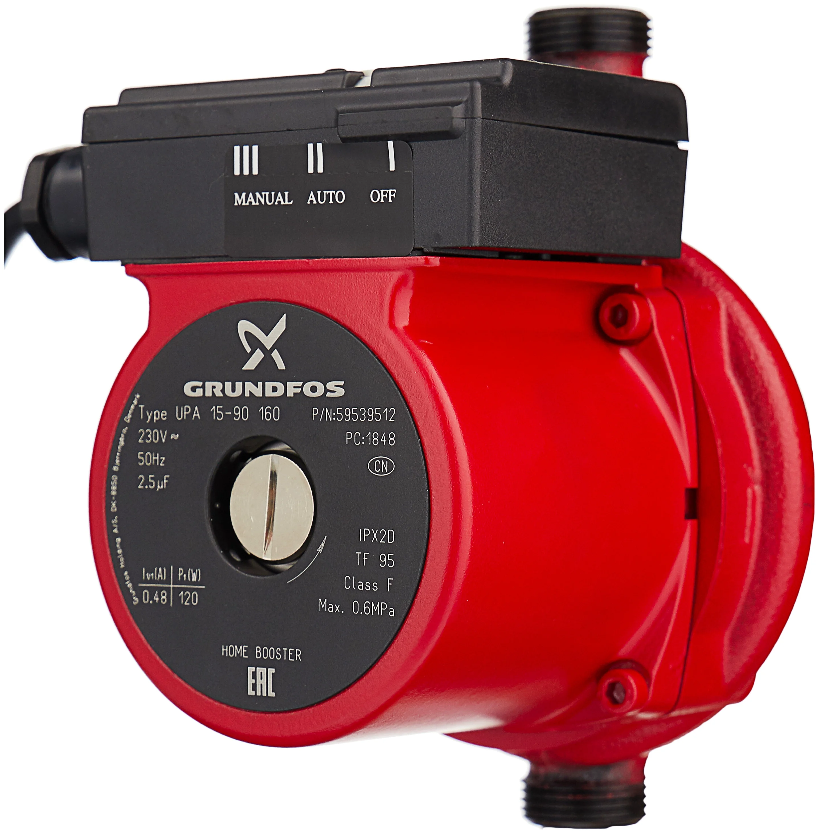 Grundfos UPA 15-90 (120 Вт) - макс. производительность 1.5 м³/ч, макс. напор 9 м