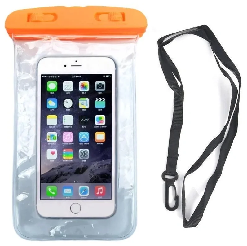 Водонепроницаемый для смартфона со шнурком / универсальный / оранжевый - материал: пластик/полиуретан