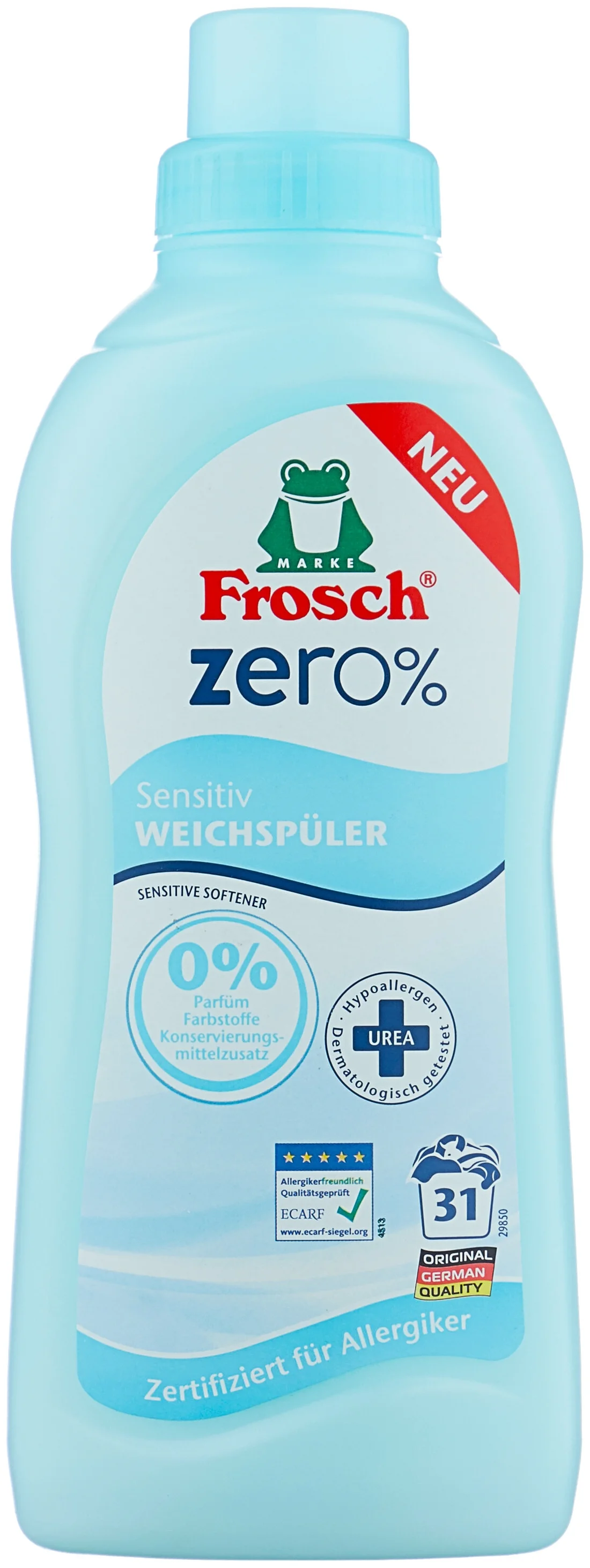 Frosch Zero Sensitiv - назначение: для шерсти и шелка, для детского белья, для нижнего белья, для хлопковых тканей, для цветных тканей, для синтетических тканей, для белых и светлых тканей, для черных и темных тканей