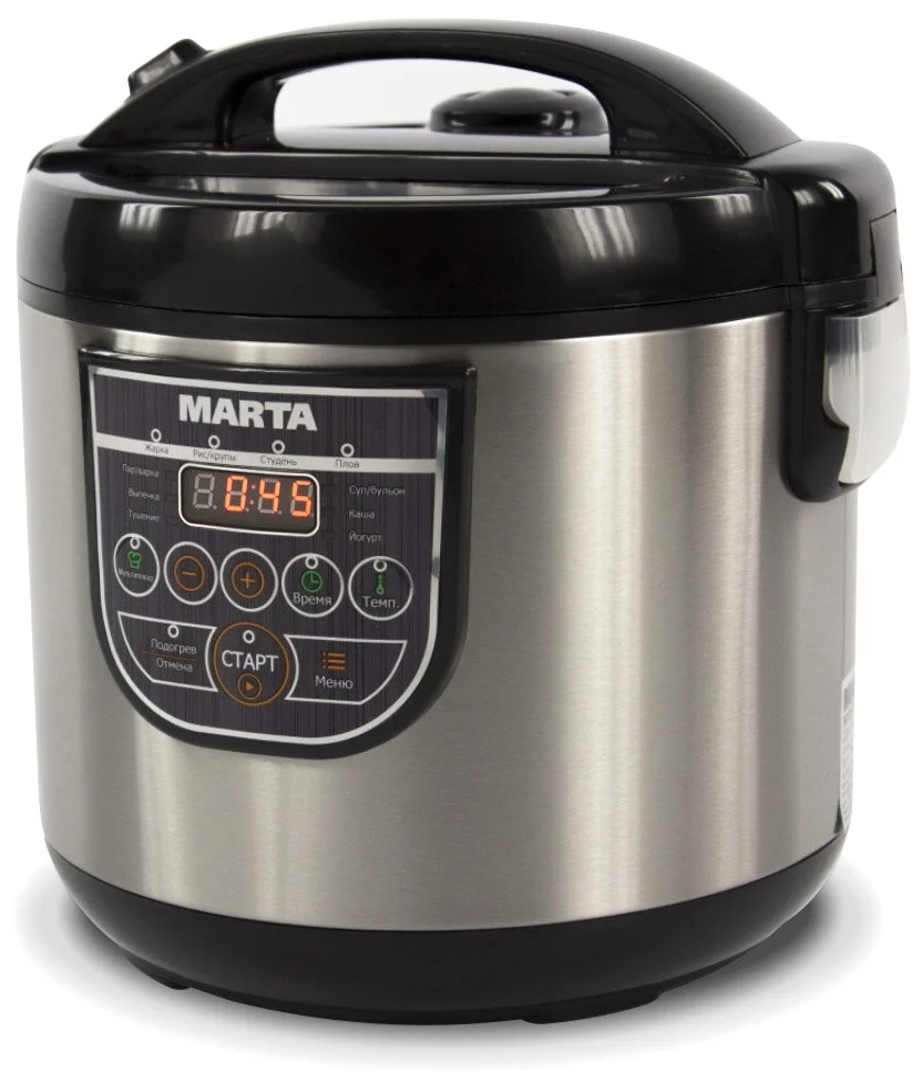 MARTA MT-4323 GLASS LID - программы: мультиповар, молочная каша, жарка, приготовление на пару, выпечка, тушение, плов, йогурт, крупа