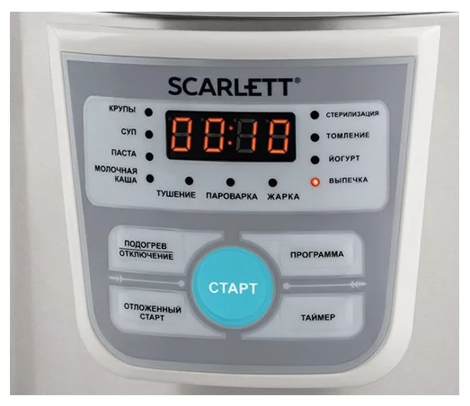 Scarlett SC-MC410S20 - программы: молочная каша, жарка, приготовление на пару, выпечка, тушение, йогурт, паста, крупа