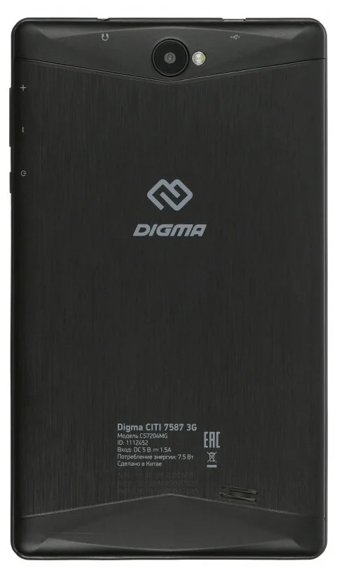 DIGMA CITI 7587 3G (2019) - камеры: основная 2 МП, фронтальная 0.30 МП