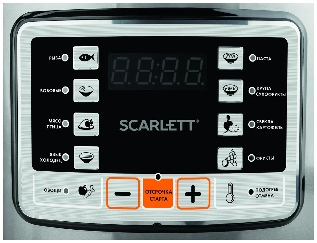 Скороварка/мультиварка Scarlett SC-MC410P02 - особенности: отложеный старт, поддержание тепла, регулировка времени приготовления