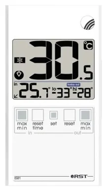 RST 01581 - измерения: температура в помещении, температура на улице