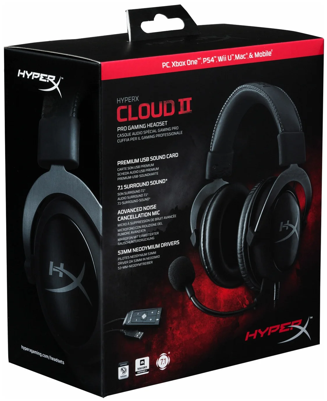 HyperX Cloud II - регуляторы: громкости, отключение микрофона