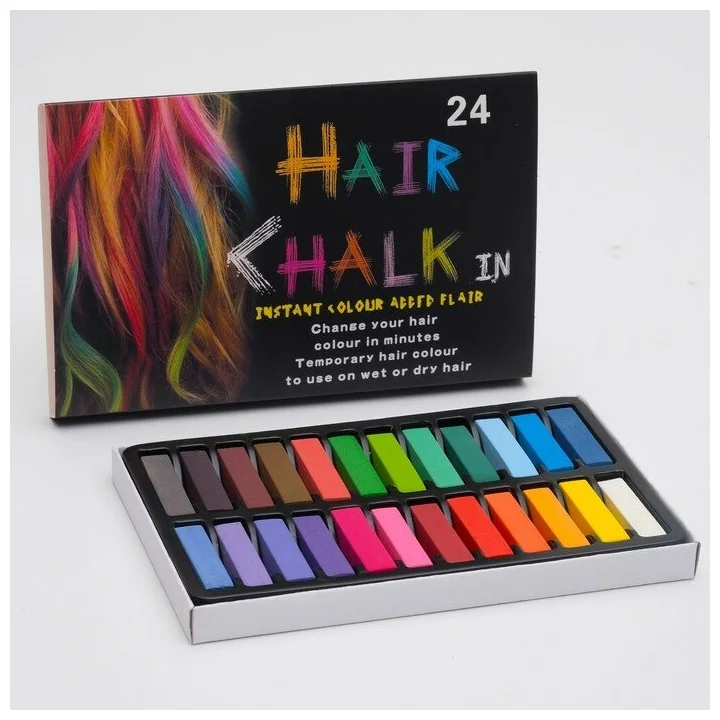 Мелки Hair Chalk для волос (24 шт) - смывается за один раз