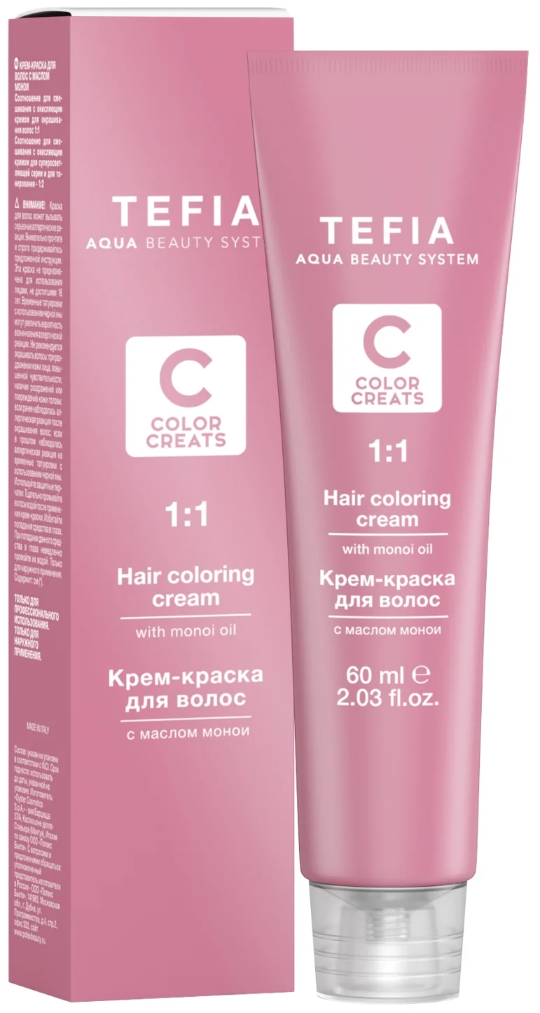 Tefia Color Creats "Hair Coloring Cream with Monoi Oil" - вид окрашивания: полустойкое, стойкое