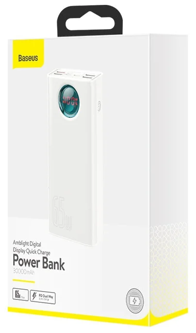 Baseus "Amblight Quick Charge" 65W - быстрая зарядка: Qualcomm QC3.0/Huawei FCP, USB Power Delivery