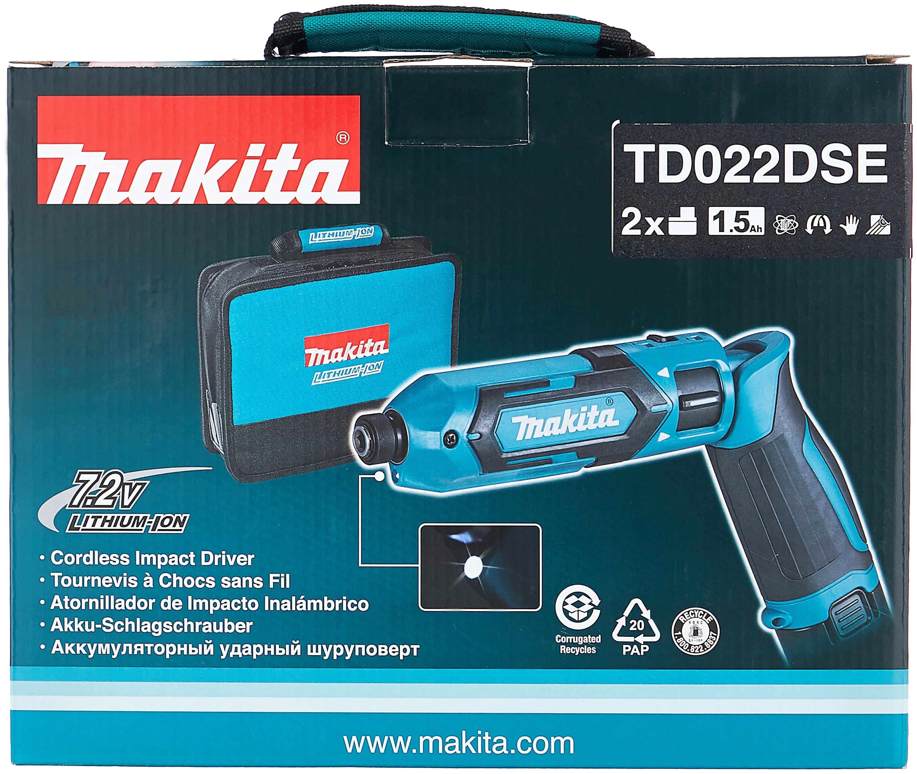 Makita TD022DSE - емкость аккумулятора 1.5 А·ч
