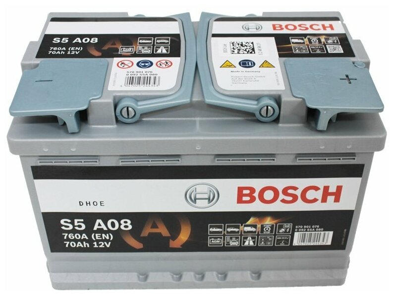 Bosch S5 A08 AGM (0 092 S5A 080) - тип аккумулятора: гелевый