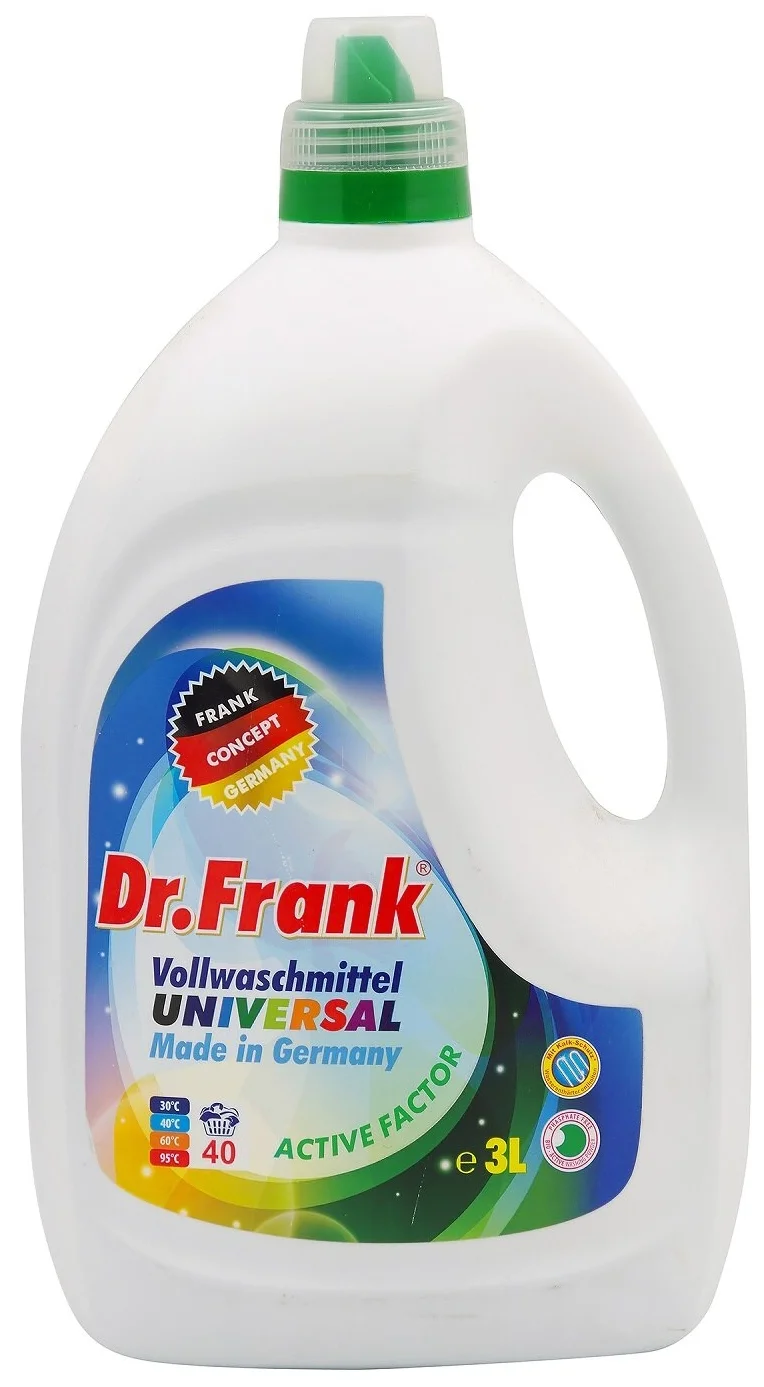 Dr.Frank Universal - назначение: для хлопковых тканей, для цветных тканей, для синтетических тканей, для белых и светлых тканей, для черных и темных тканей