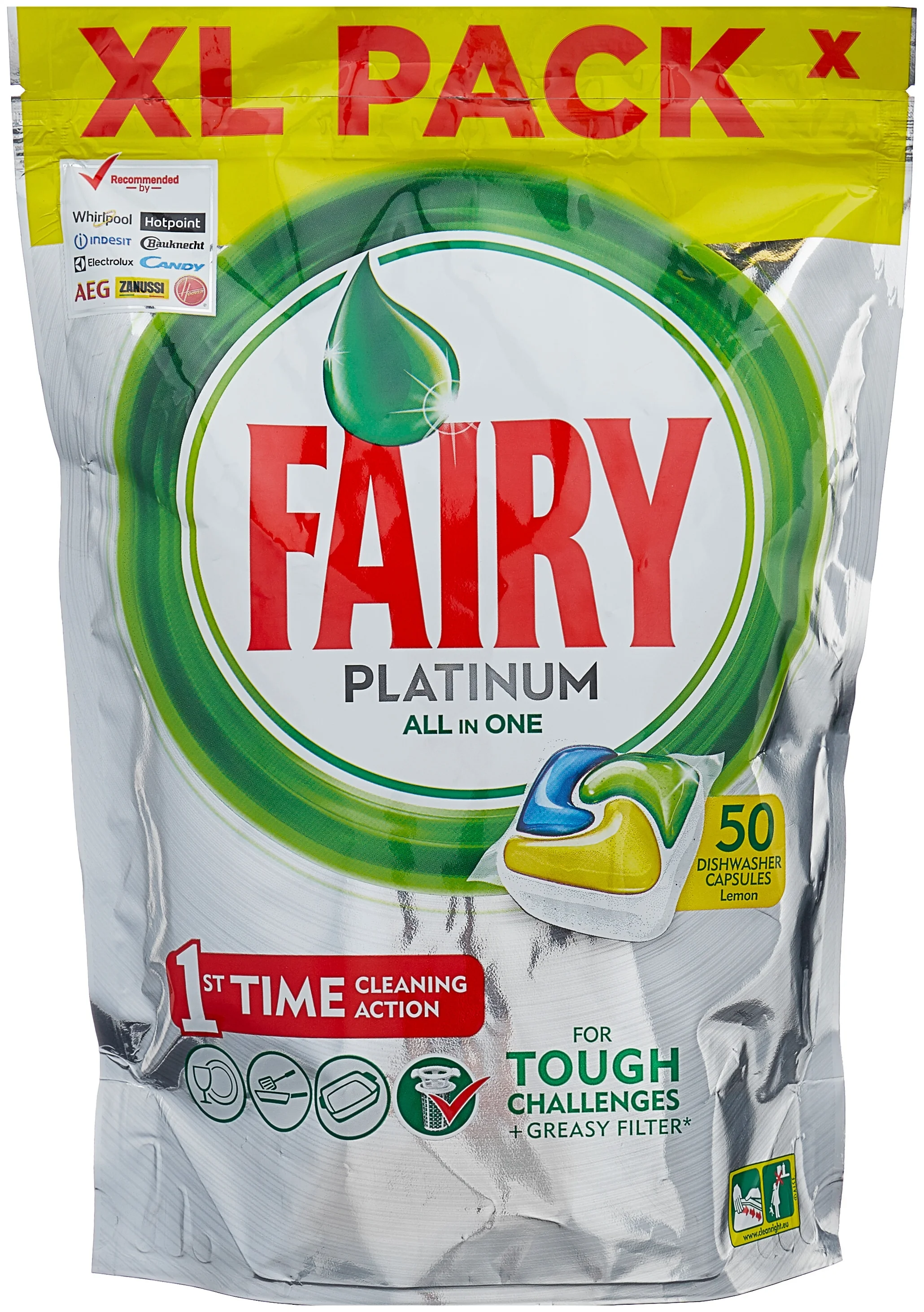 Fairy Platinum All in 1, лимон - не содержит: хлор