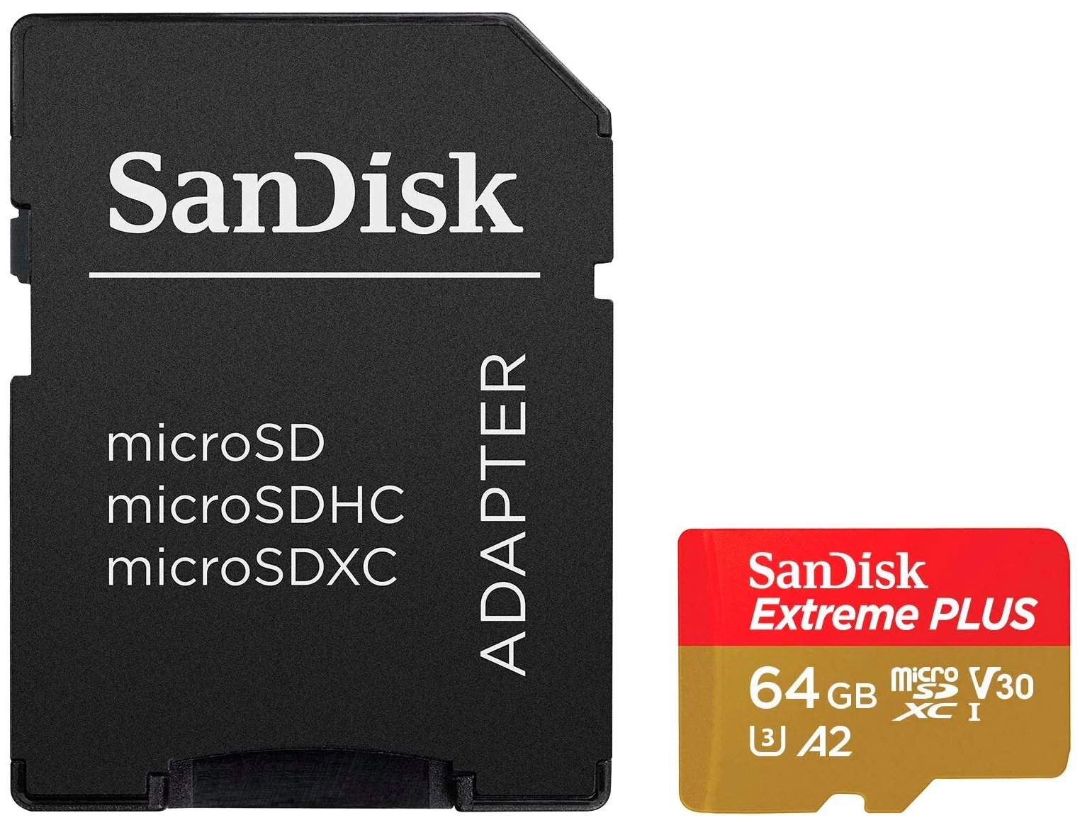 SanDisk Extreme PLUS microSDXC Class 10 UHS Class 3 V30 A2 170MB/s + SD adapter - поддержка UHS: UHS Class 3, UHS-I