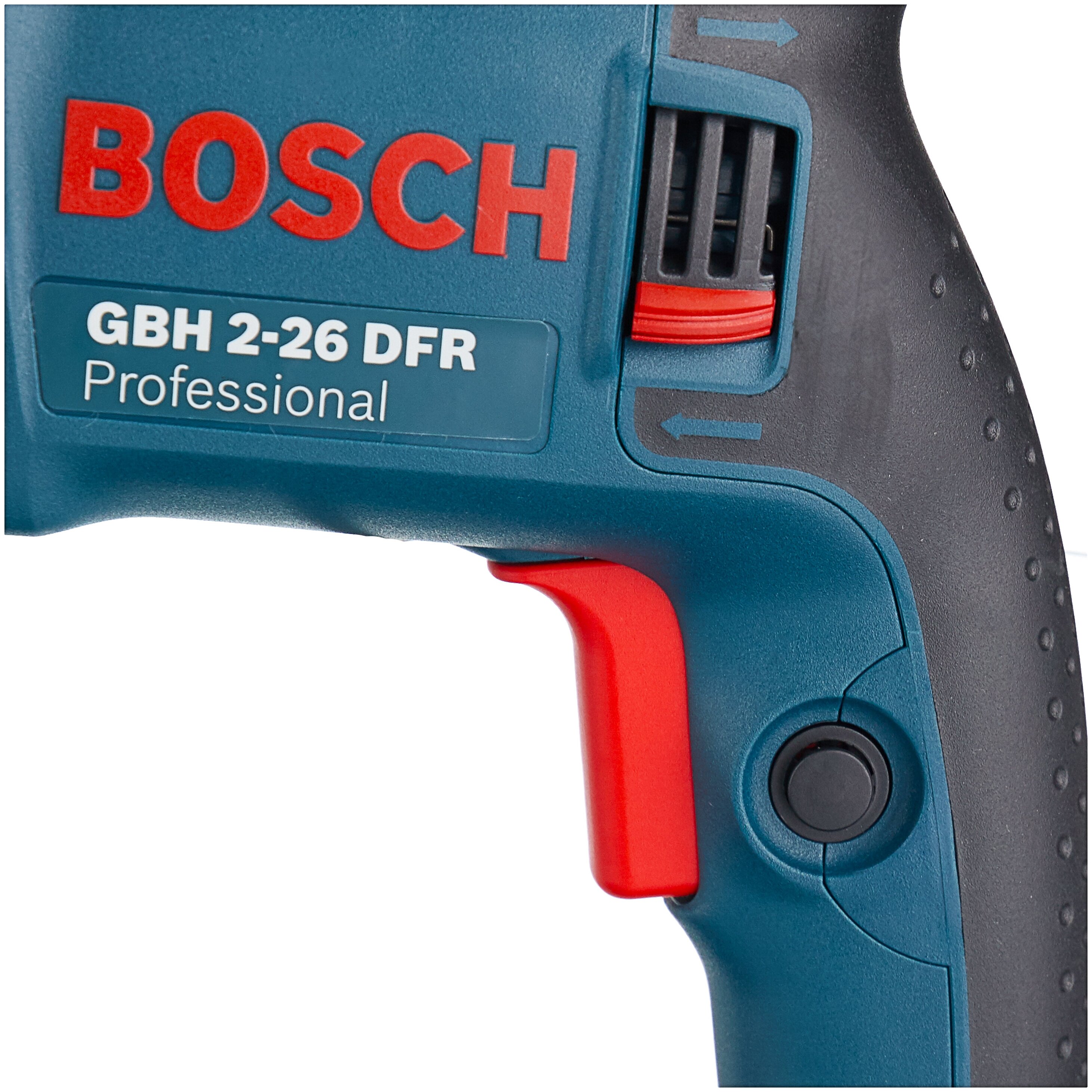 BOSCH GBH 2-26 DFR, 800 Вт - особенности конструкции: предохранительная муфта, фиксация шпинделя, блокировка кнопки включения
