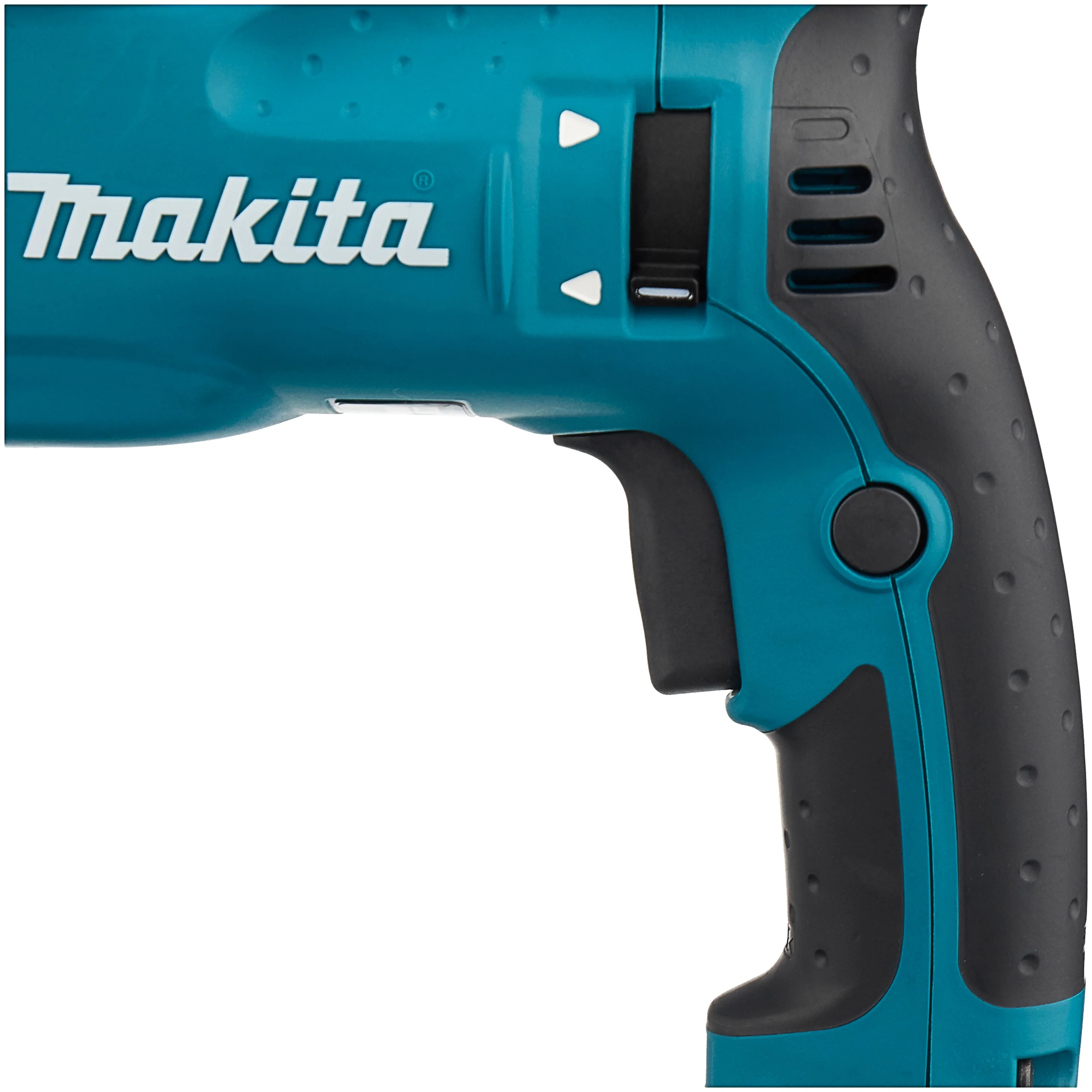 Makita HR2470X15, 780 Вт - особенности конструкции: предохранительная муфта, фиксация шпинделя, блокировка кнопки включения