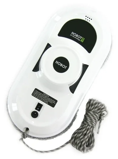 HOBOT 188 - комплектация: зарядное устройство, пульт ДУ, моющая тряпка, страховочный шнур, удлинитель сетевого шнура, фиксирующее кольцо