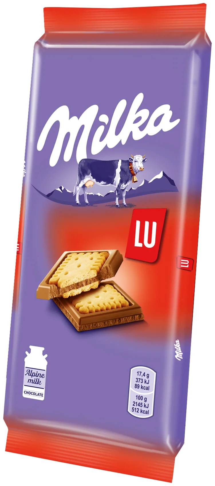 Milka  "С печеньем LU" - содержание какао: 25 %