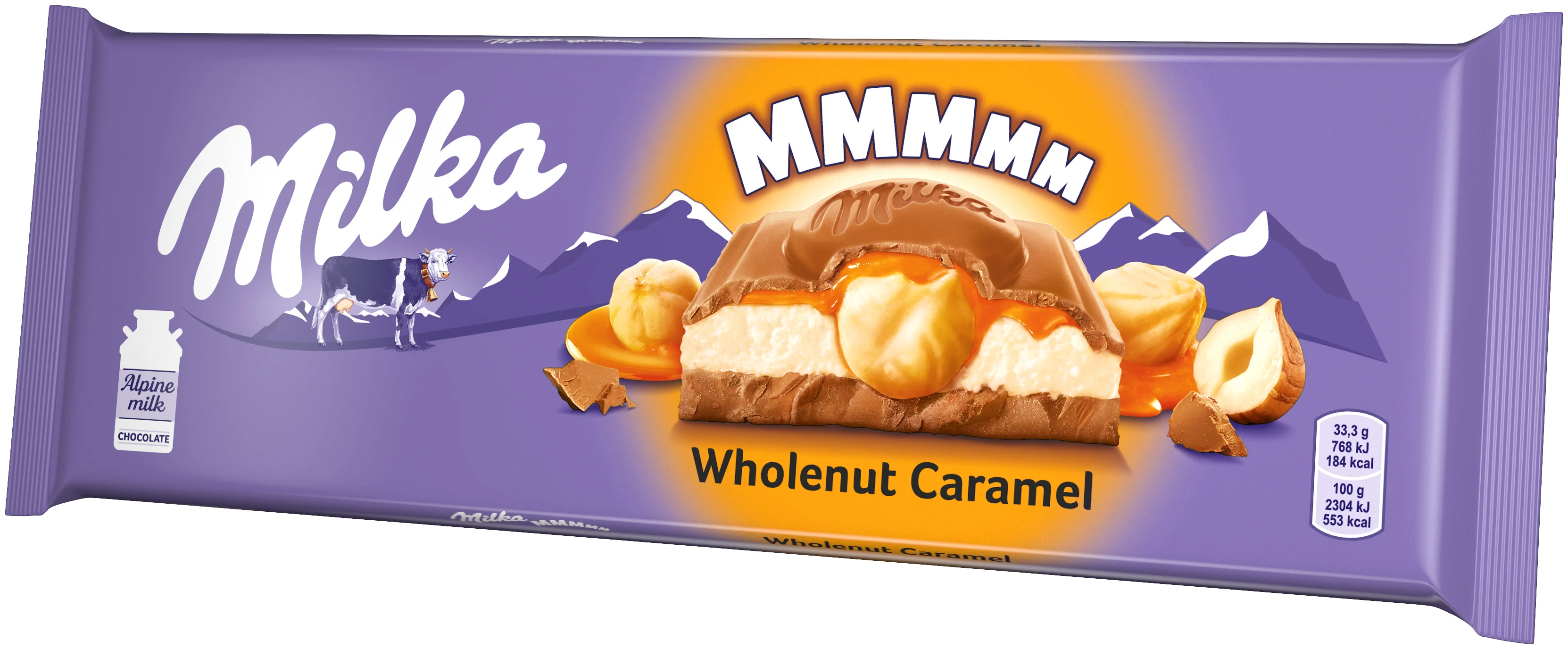 Milka "С карамельной начинкой и обжаренным фундуком" - содержание какао: 25 %