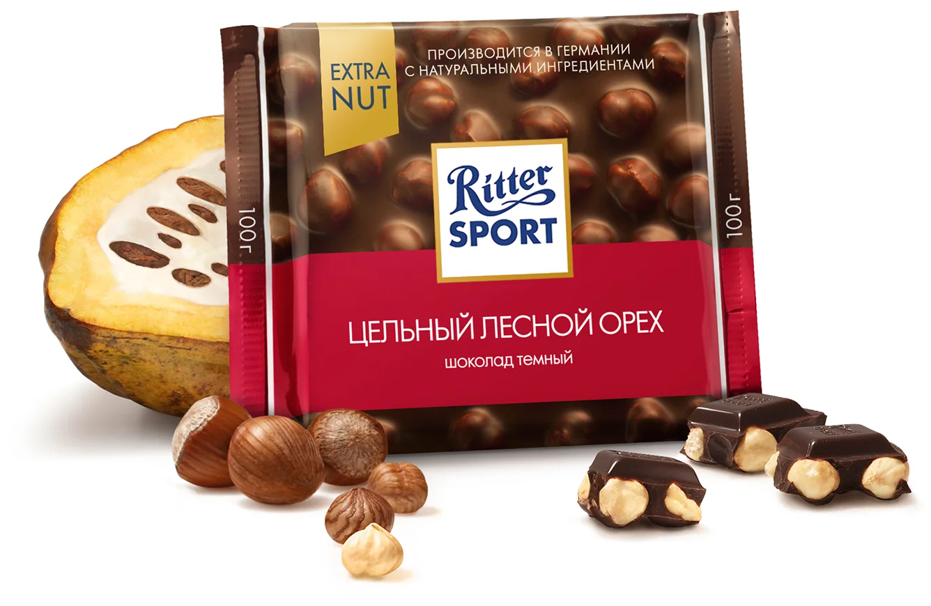 Ritter Sport "Цельный лесной орех" - упаковка: флоу-пак