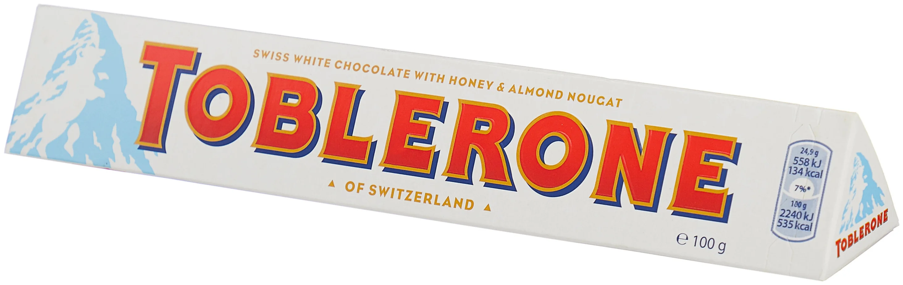 Toblerone "Белый с медово-миндальной нугой" - вид шоколада: белый