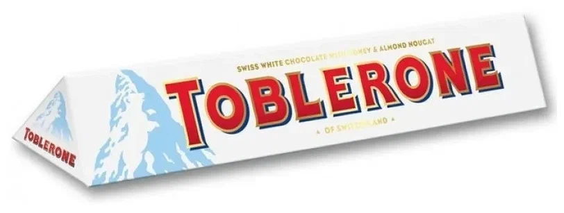 Toblerone "Белый с медово-миндальной нугой" - упаковка: картонная коробка