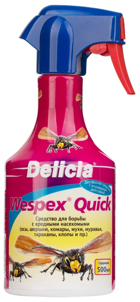 Delicia "Wespex Quick"  - вид насекомых: комары, муравьи, мокрицы, осы и шершни, тараканы, мухи, клопы