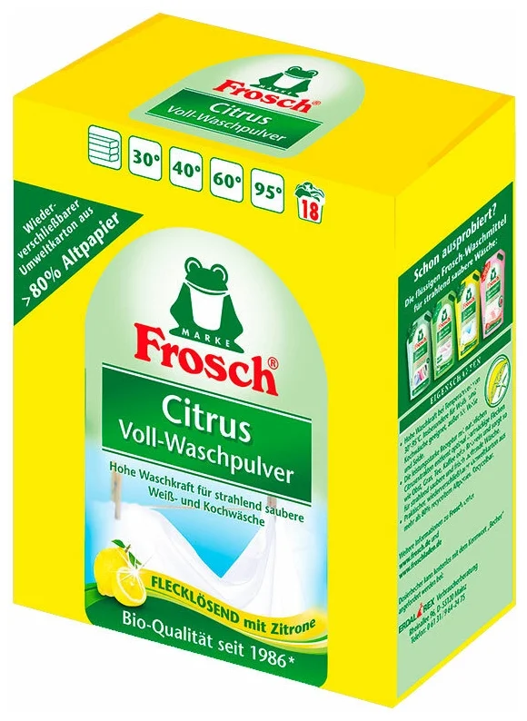 Frosch "Цитрус" - содержит: энзимы, пятновыводитель, отбеливатель