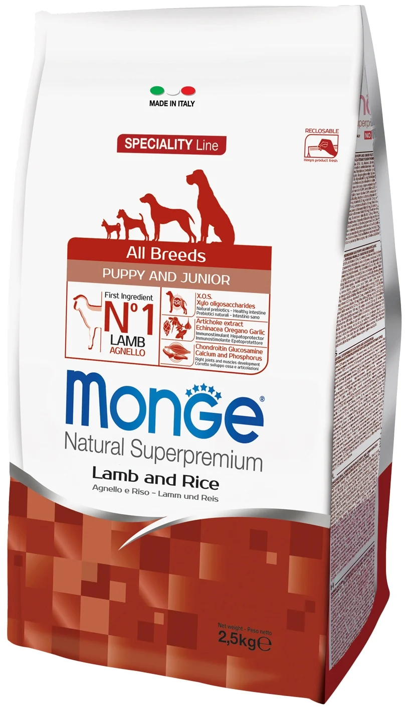 Monge "Speciality line" - особые потребности: при чувствительном пищеварении, для здоровья костей и суставов, для здоровья кожи и шерсти