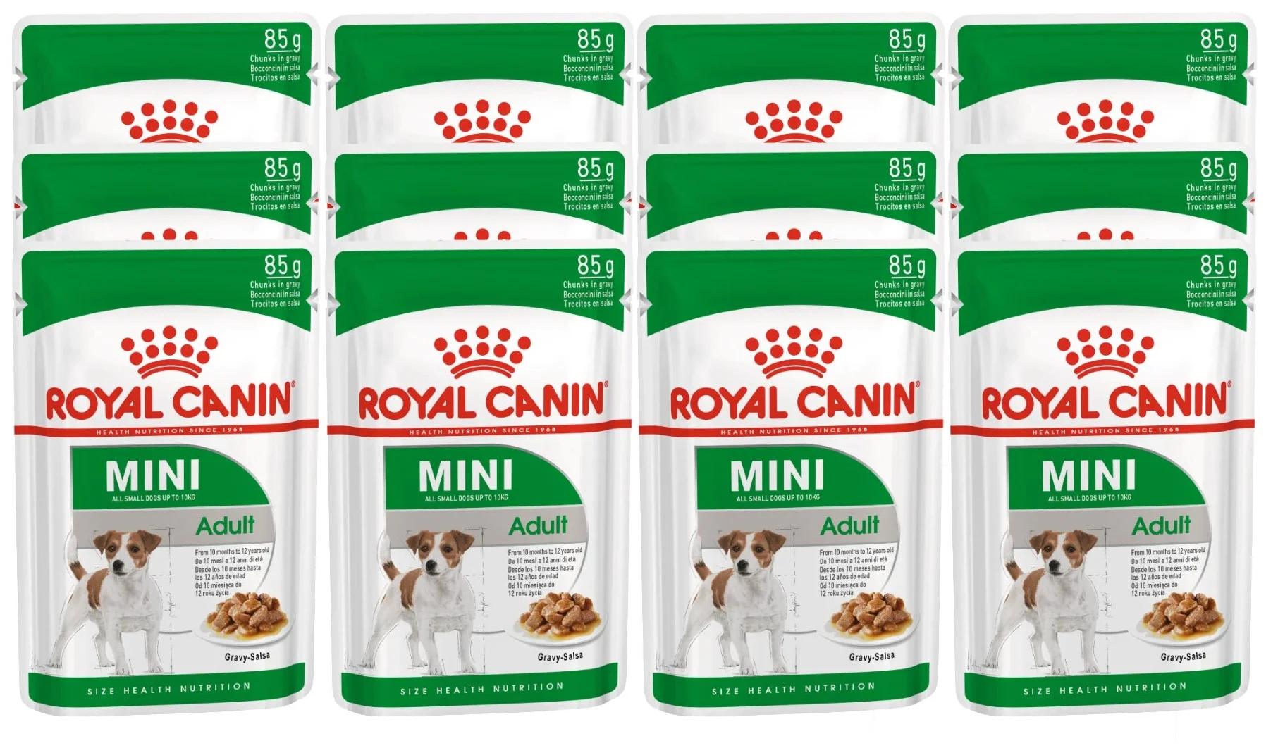 Royal Canin "Mini Adult Pouch" - особые потребности: при чувствительном пищеварении, при склонности к избыточному весу, для здоровья кожи и шерсти