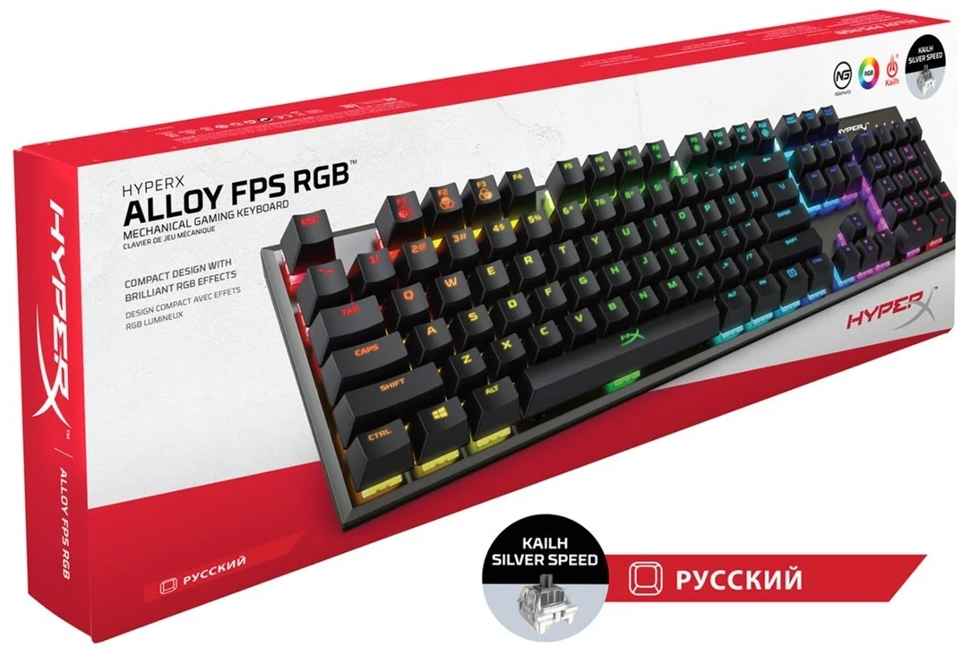 HyperX Alloy FPS RGB - количество клавиш: 104, с цифровым блоком
