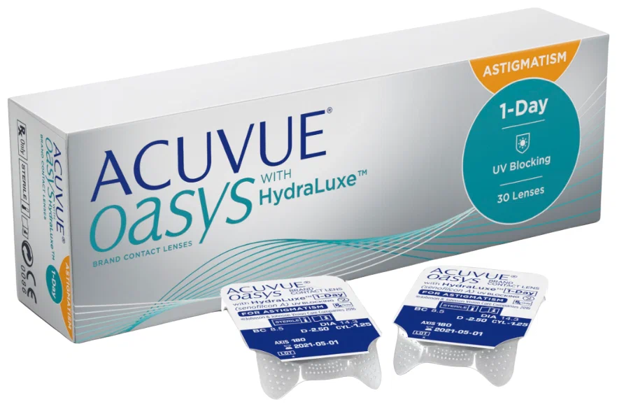 Acuvue OASYS 1-Day with HydraLuxe for Astigmatism, 30 шт. - кислородопроницаемость: 121 Dk/t