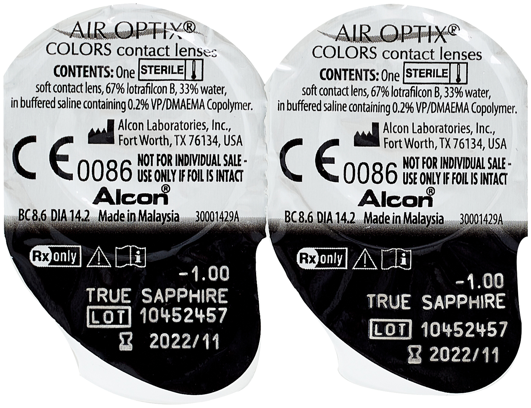 Air Optix (Alcon) Colors, 2 шт. - кислородопроницаемость: 138 Dk/t