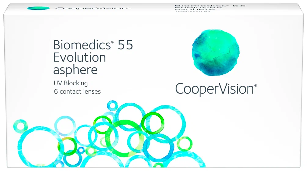 CooperVision Biomedics 55 Evolution Asphere UV, 6 шт. - частота замены: месяц