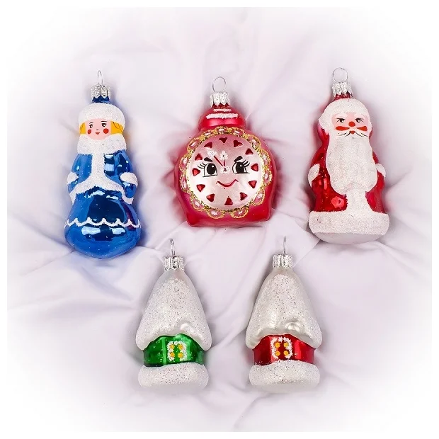 Сказочный С823, 5 шт. - вид фигурки: домик, Дед Мороз, Снегурочка, часы