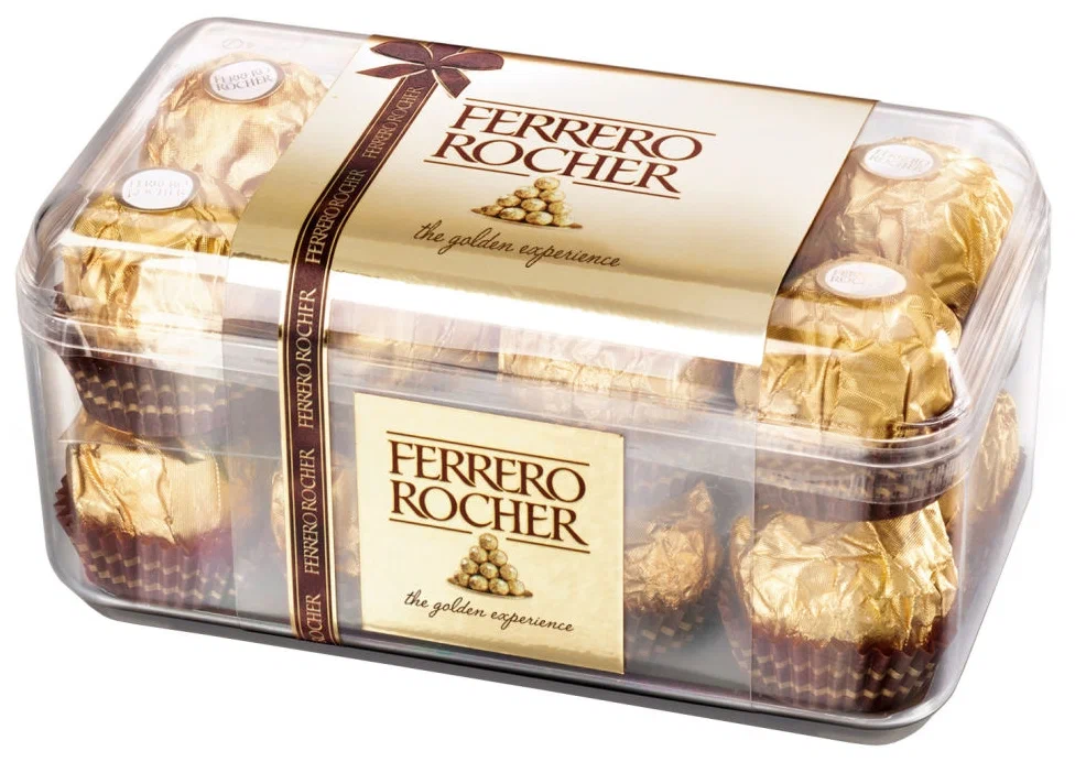Ferrero Rocher молочный шоколад лесной орех, 200 г - добавки: лесной орех дробленый, лесной орех цельный