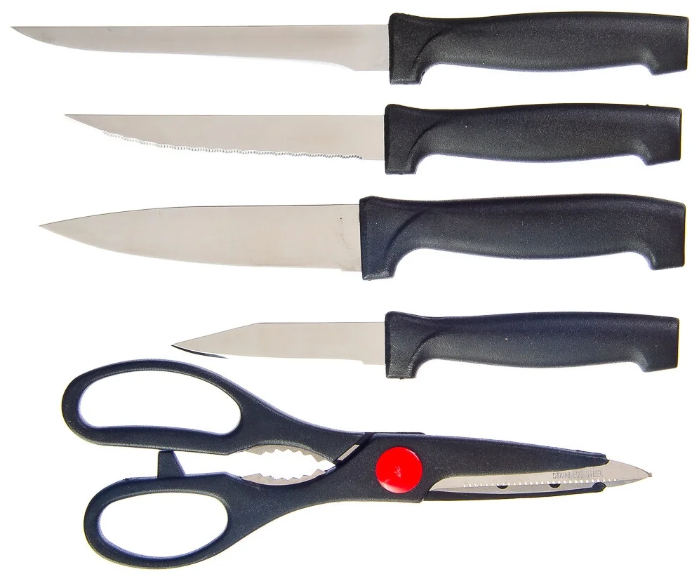 Vetta 803-103, 4 ножа и ножницы с подставкой - материал рукоятки: пластик
