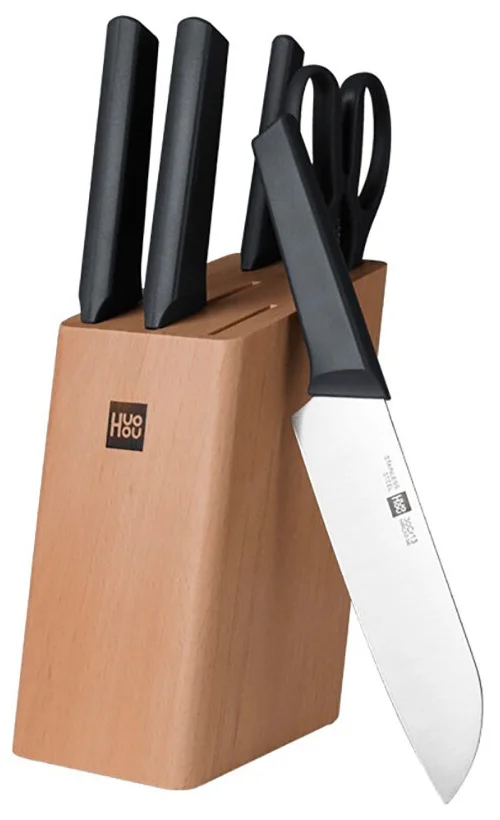 Xiaomi Fire kitchen, 4 ножа, ножницы и подставка - материал лезвия: сталь