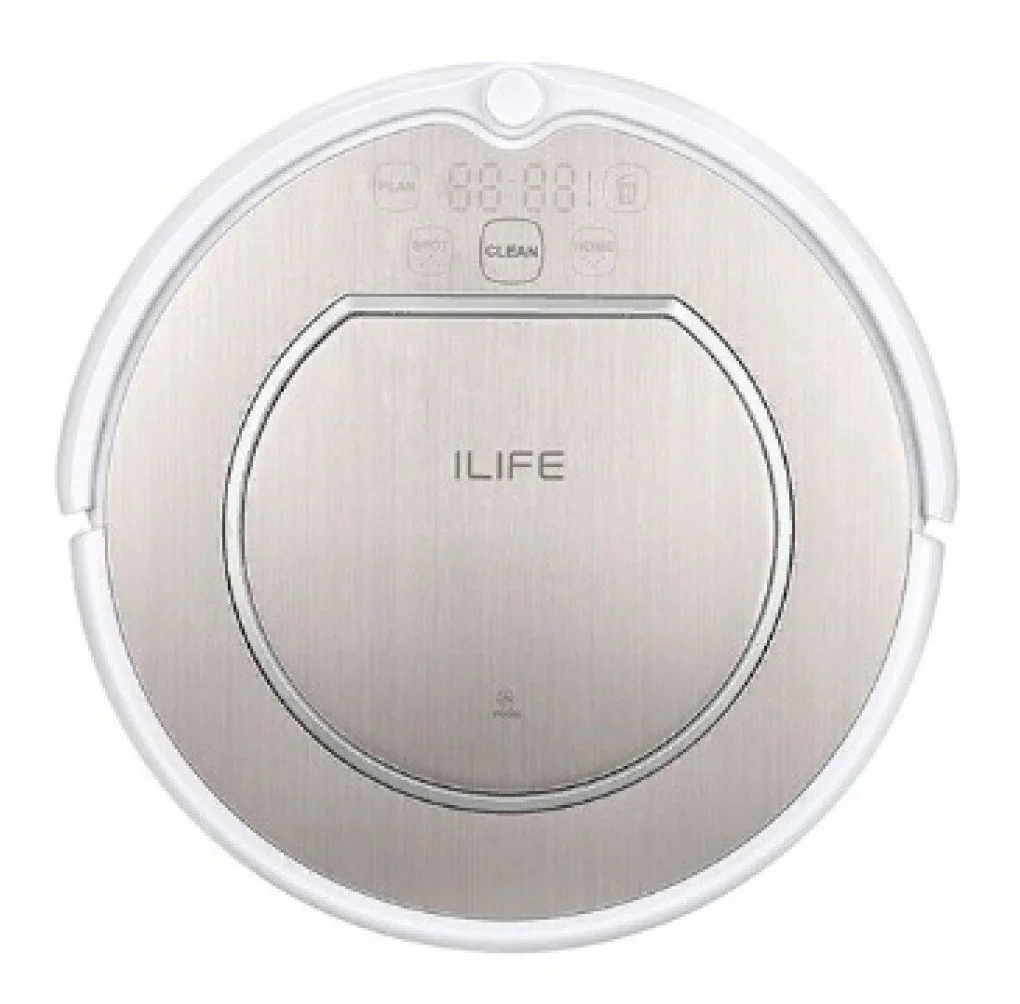 ILIFE V55 Pro - особенности конструкции: мягкий бампер, подсветка дисплея, дисплей, встроенные часы