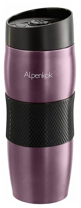 Alpenkok вакуумная, 0.4 л - особенности: вакуумный, кнопка-клапан, непроливайка, отверстие для питья в крышке, силиконовая вставка на корпусе, нескользящее дно, носик для питья