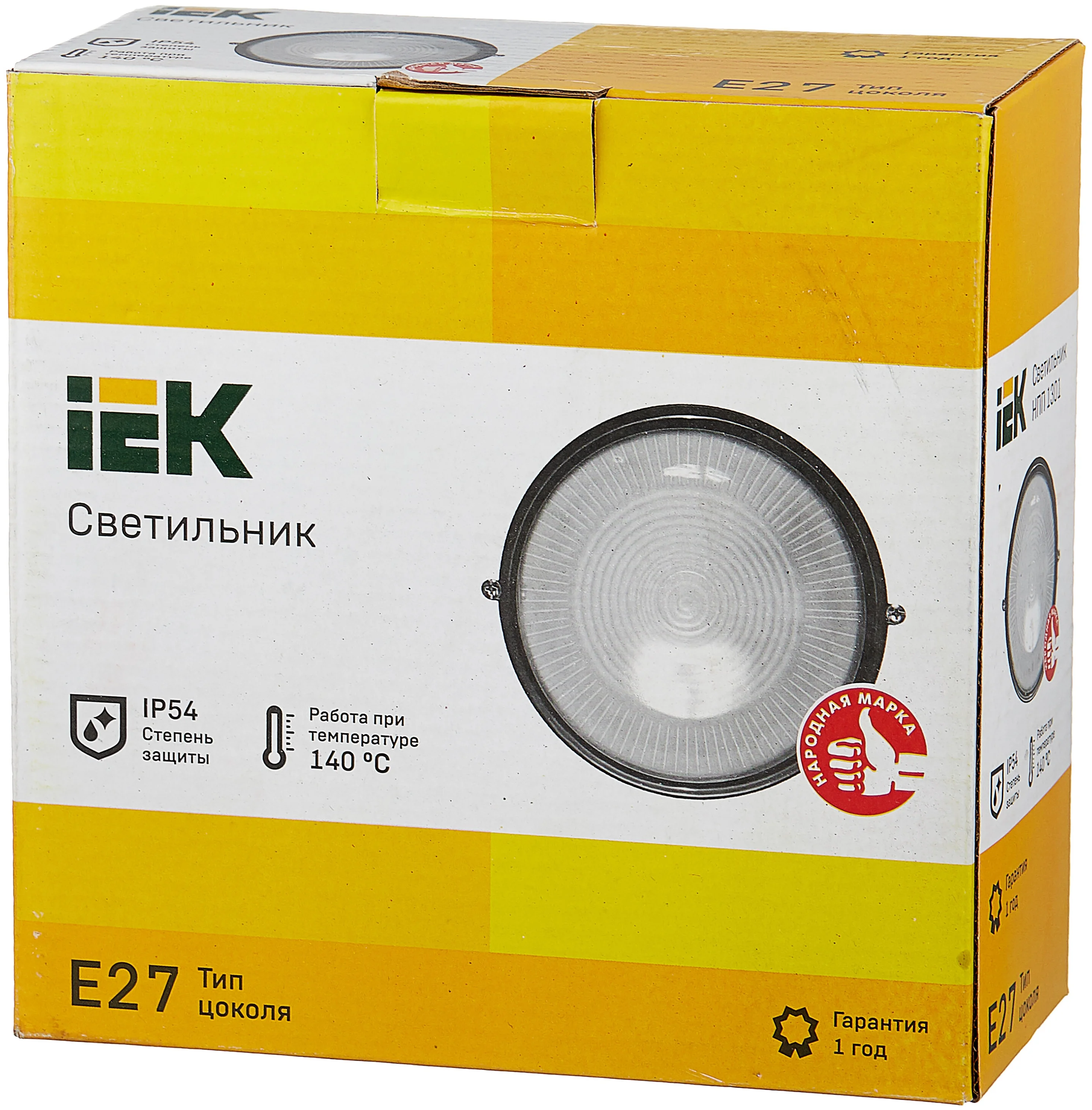 IEK НПП1301 (60Вт IP54) белый, E27 - тип цоколя: E27
