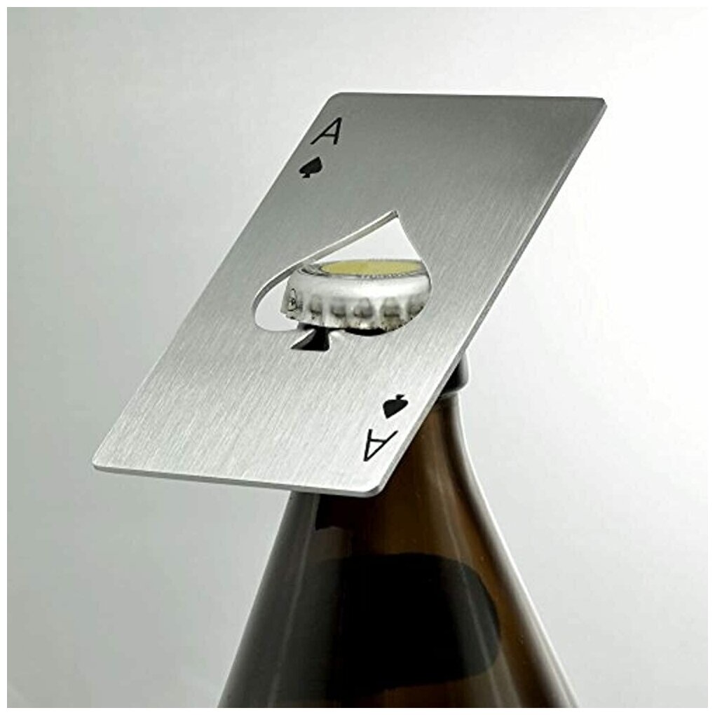 Открывалка для пива в виде покерной карты, бронзовая - вид металла: сталь