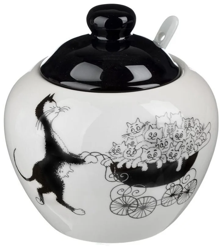 Millimi "Черный кот", с крышкой (820-698) - материал: керамика
